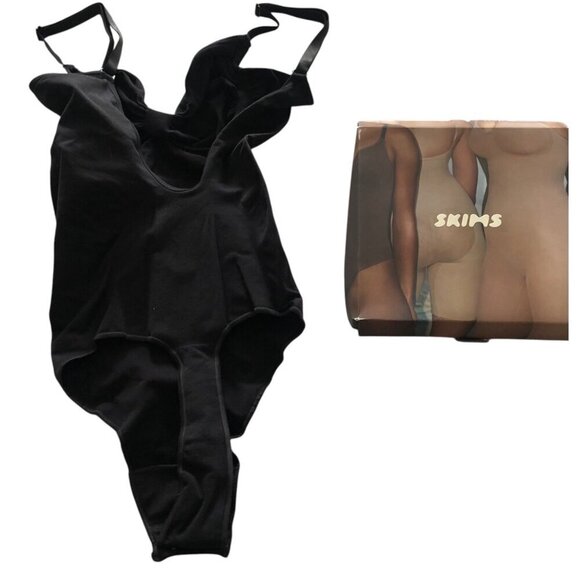 SKIMS New Seamless Sculpt Low Back Thong Bodysuit Onyx Size 2X / 3X - Picture 4 of 11